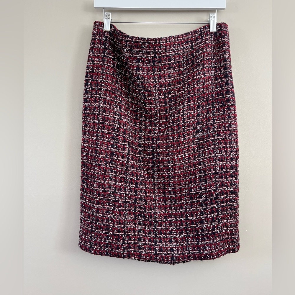 J. Crew No. 2 Pencil Skirt Tweed Red Blue Knee Length NWT‎